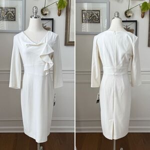 NWT Adriana Papell Ivory Semi Ruffle Sheath Dress $138 2